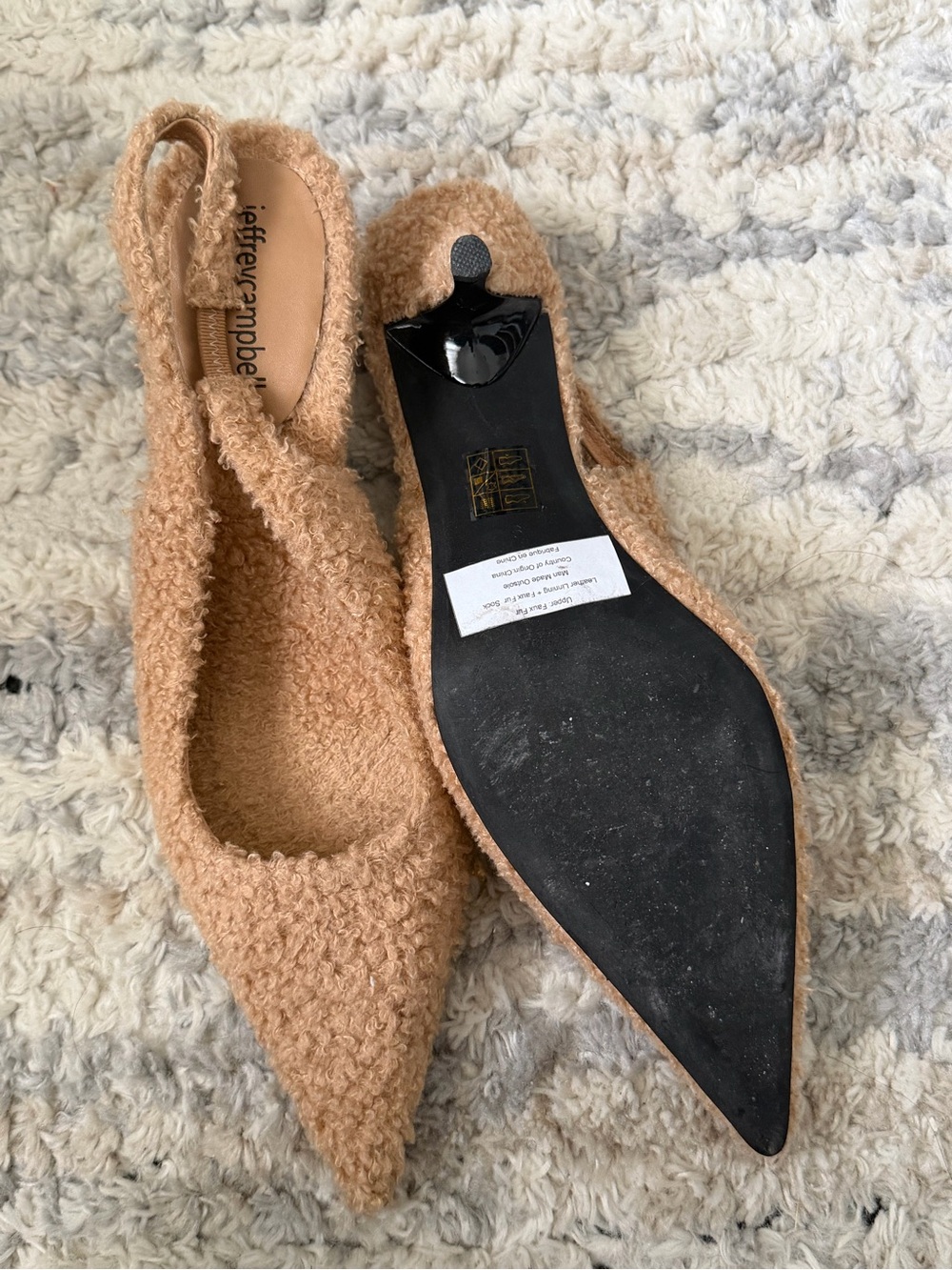 Jeffrey Campbell Tan Bouclé Pointed Slingback Flats - Picture 2 of 4